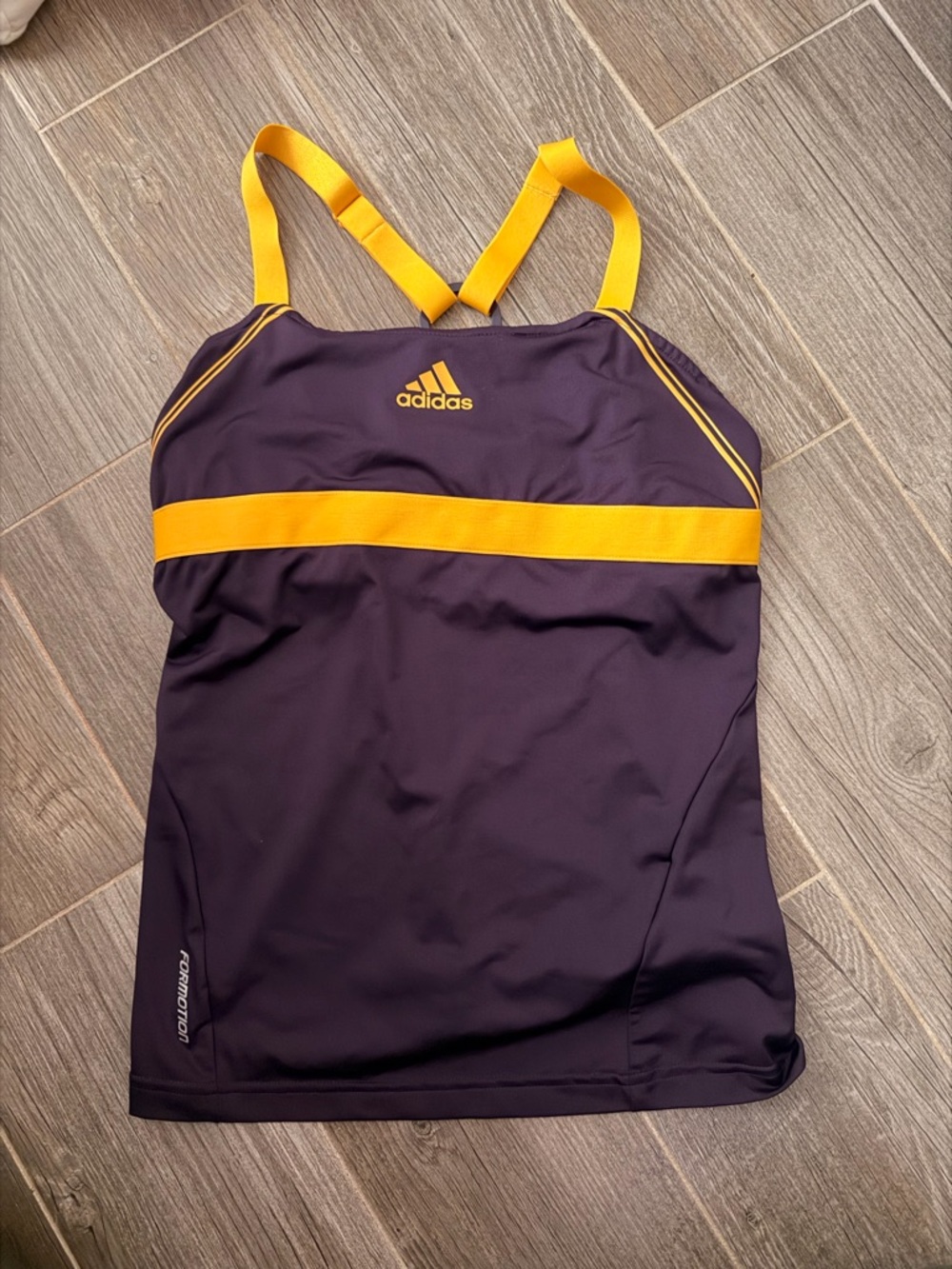 adidas Purple Athletic Tank with Yellow Straps